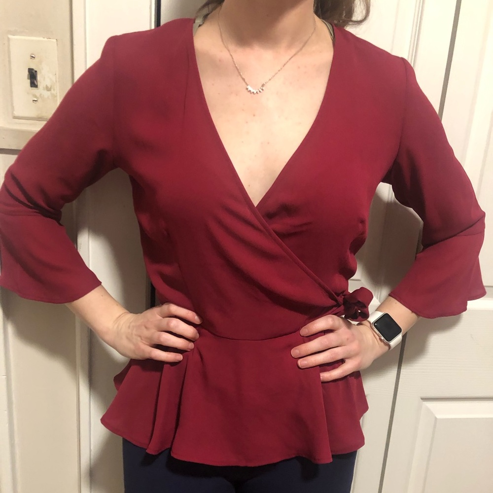 Candies Large Maroon wrap Blouse